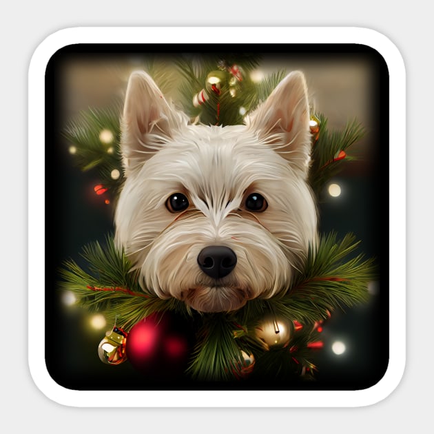 Westie Christmas tree dog Sticker by vectrus